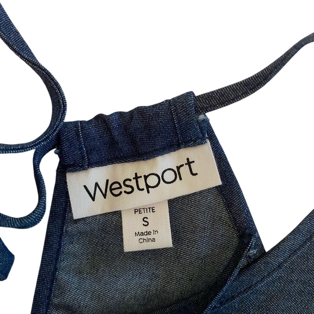 Westport denim halter sun dress with white floral embroidery - Picture 6 of 8